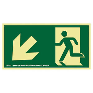 Placa de Sinalização PVC Fotoluminescente Saída Esquerda Baixo 30x15cm Sinalize