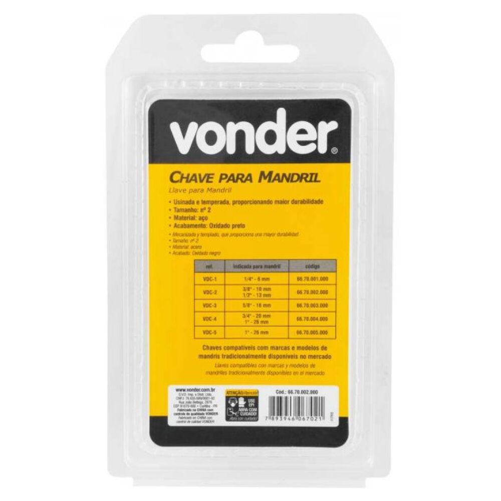 Chave para Mandril VDC 2 Vonder