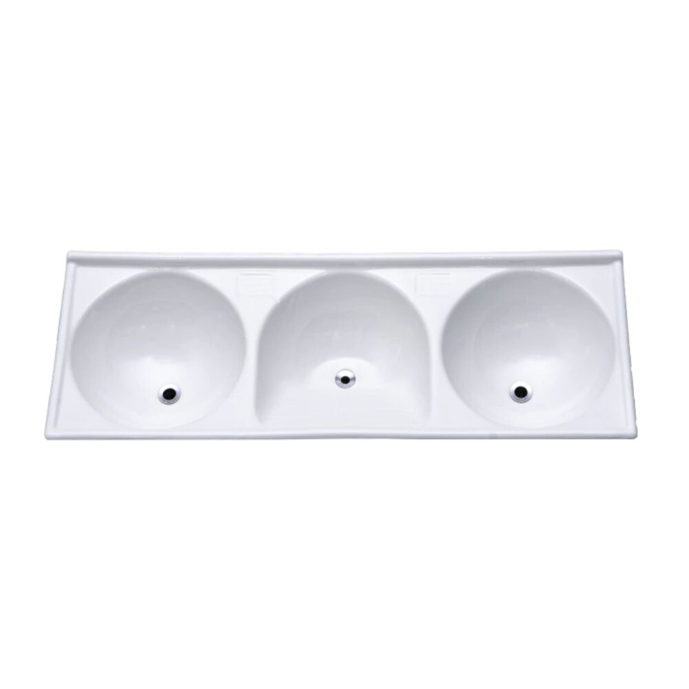 Tanque Triplo em Marmofibra 155x55cm Branco Decoralita