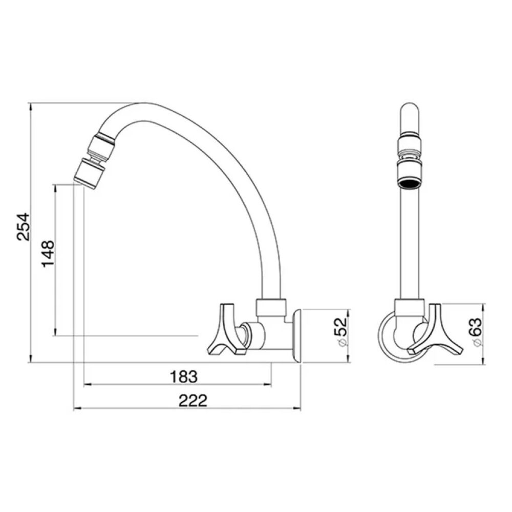 Torneira para Cozinha de Parede LorenTrio Cromado Lorenzetti