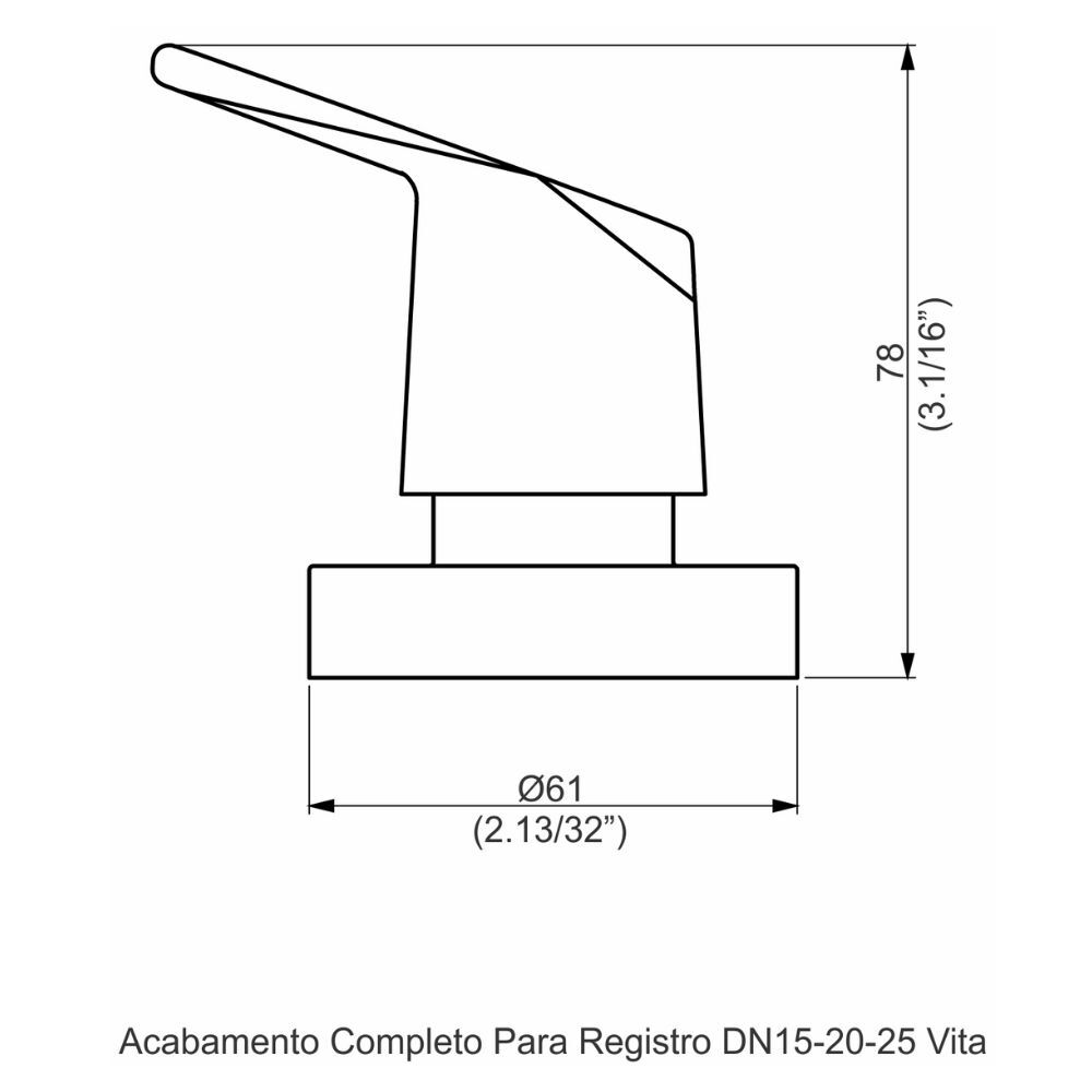 Acabamento Registro Base Docol 1/2" e 3/4" e 1" (Pequeno) Vita Perflex