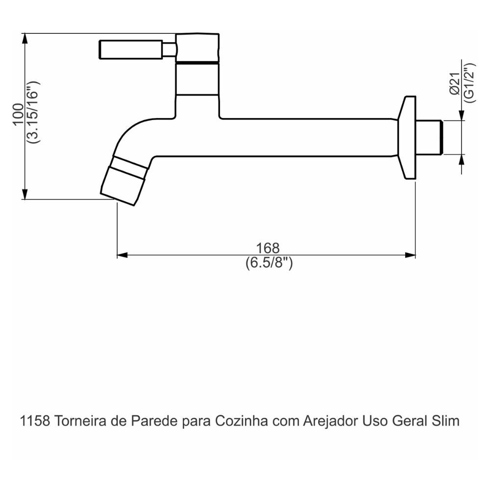 Torneira de Parede para Cozinha Arejador Slim Perflex