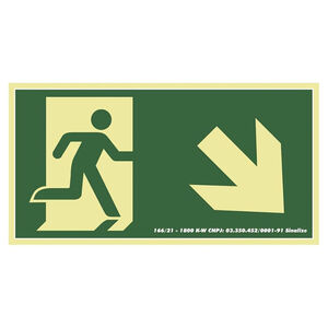 Placa de Sinaliza&ccedil;&atilde;o PVC Fotoluminescente Sa&iacute;da Direita Baixo 30x15cm Sinalize