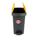 Lixeira com Pedal Plástico Antracite 9L Cinza/Amarelo Casa&Ideia