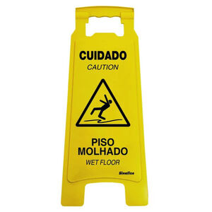 Cavalete de Sinalização Piso Molhado 27x65cm Plástico Amarelo Sinalize