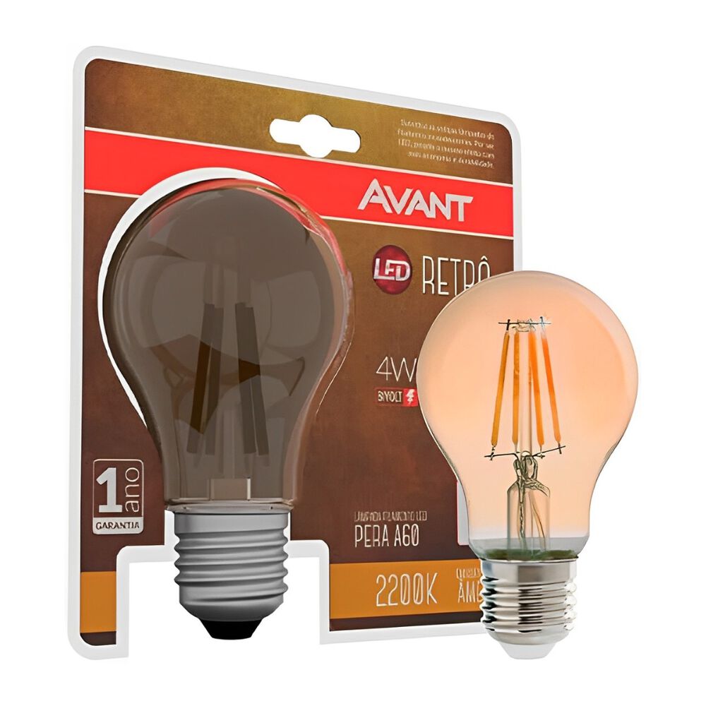 Lâmpada Led Retrô Pera A60 4W 2200K Bivolt Avant