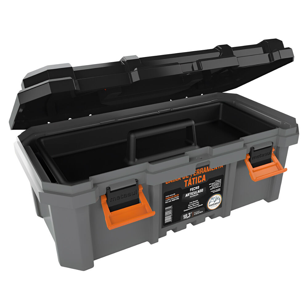 Caixa de Ferramentas Tática 18,3" Cinza Metasul