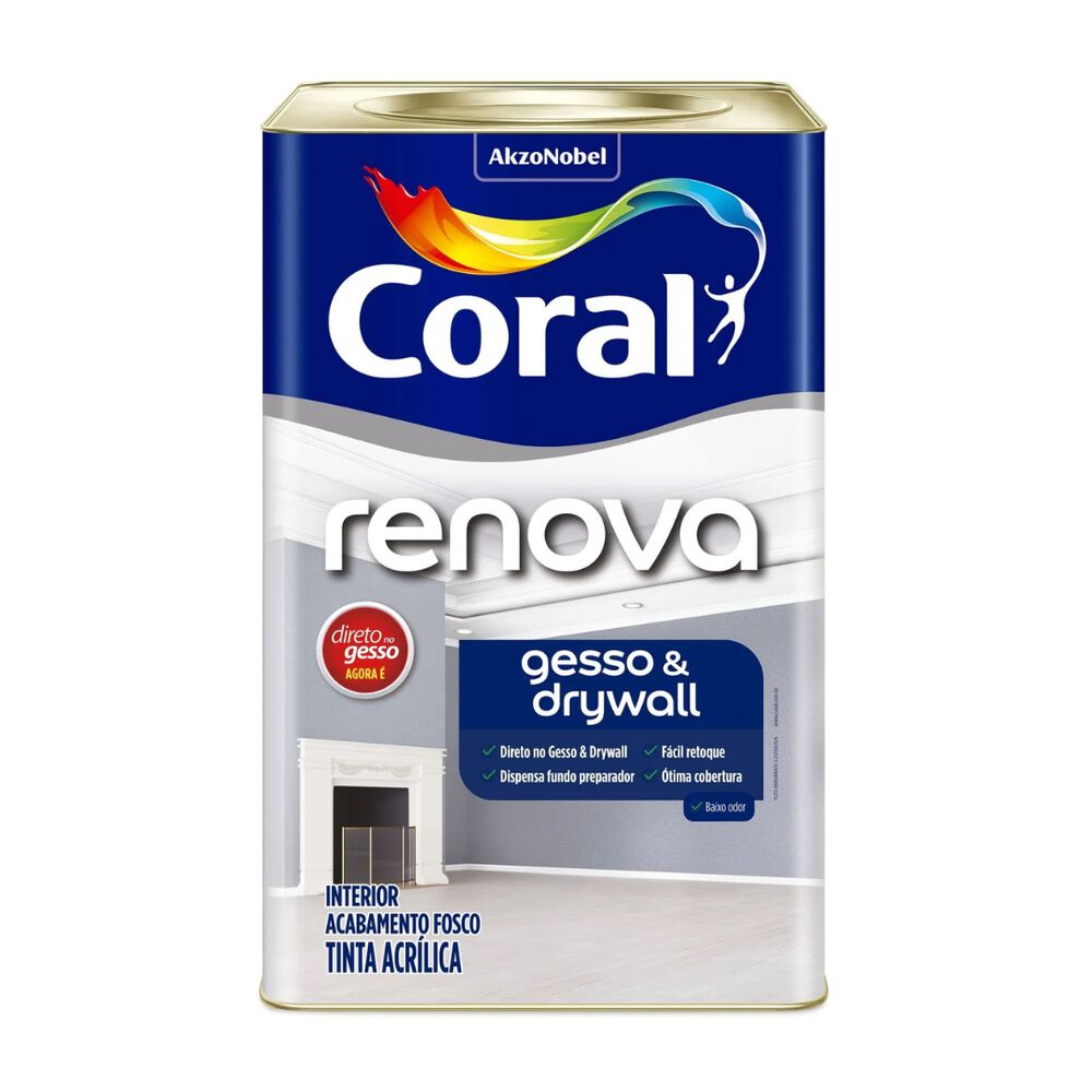 Tinta Acrílico Premium Renova Gesso & Drywall 18L Branco Coral