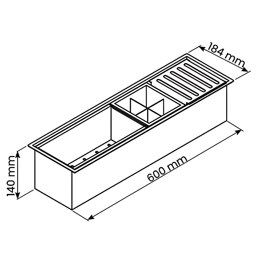 Canal Organizador para Sobrepor em Aço Inox 60x18cm Tramontina