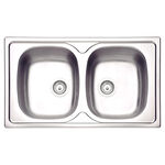 Cuba de Sobrepor Sigma Dupla em Aço Inox 86 x 50cm com Válvula Tramontina
