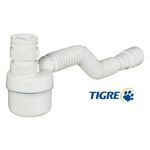 Sifão Sanfonado Universal com Copo Extensível Plástico Branco Tigre