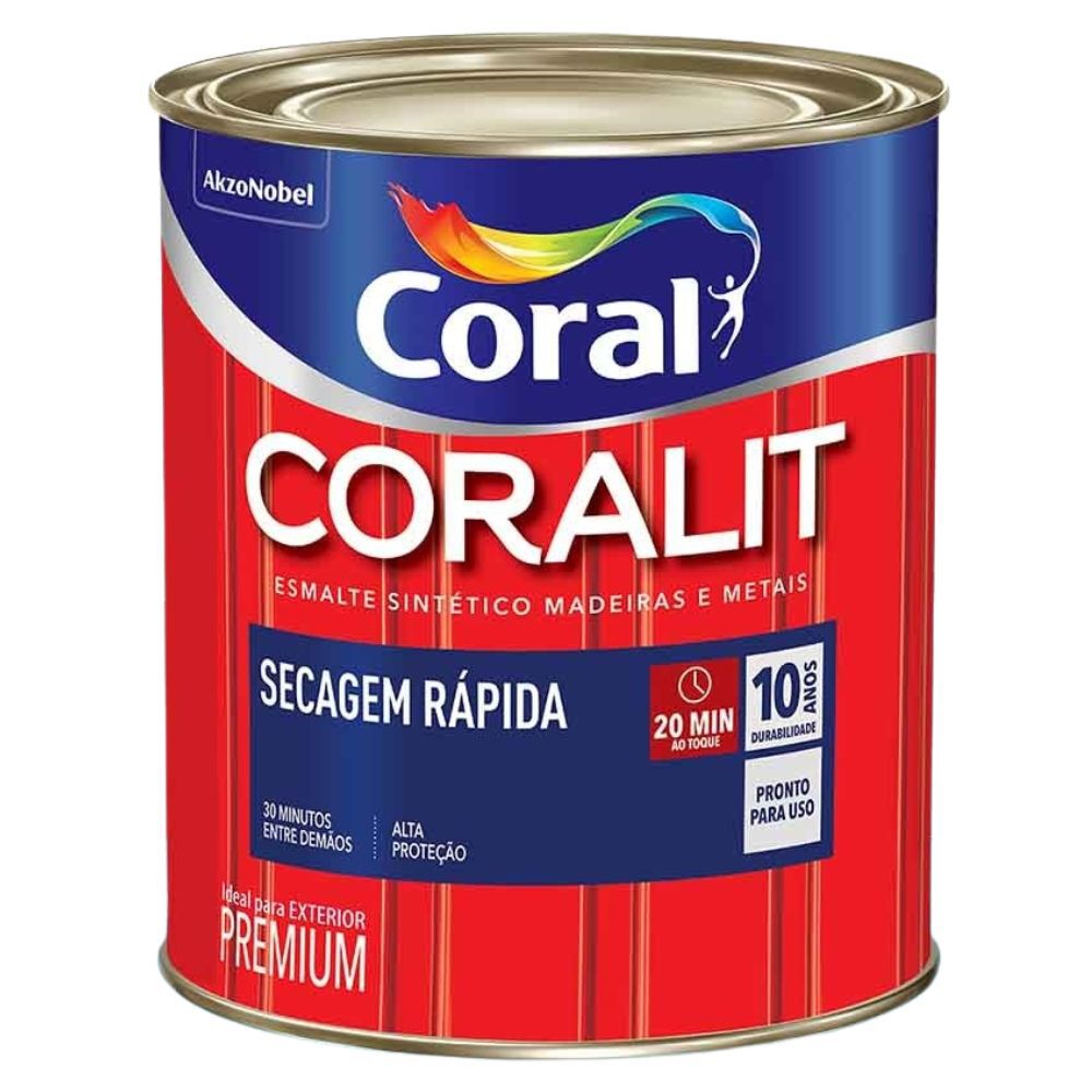 Esmalte Sintético Premium Brilhante Coralit Secagem Rápida Branco 900ml Coral