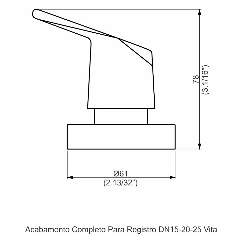 Acabamento Registro Base Deca 1/2" e 3/4" e 1" (Pequeno) Vita Perflex