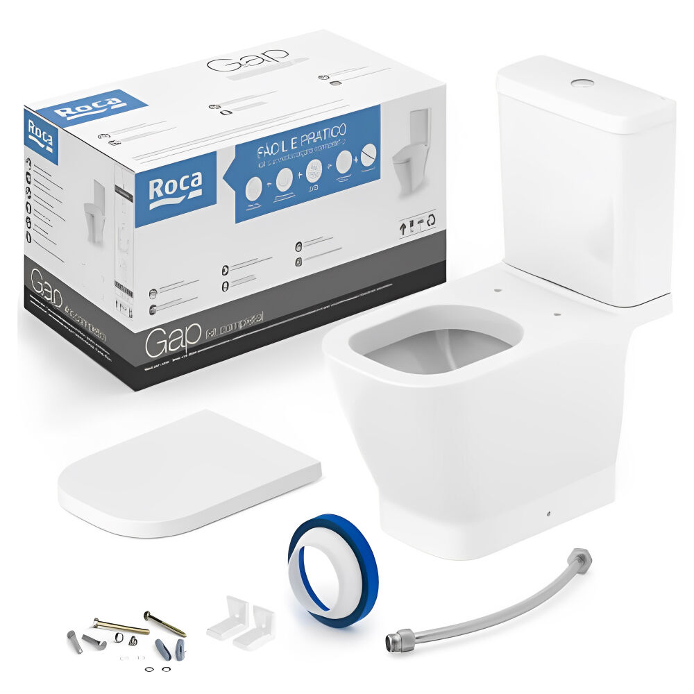 Kit Vaso Sanit&aacute;rio com Caixa Acoplada e Itens de Instala&ccedil;&atilde;o Gap Branco Roca