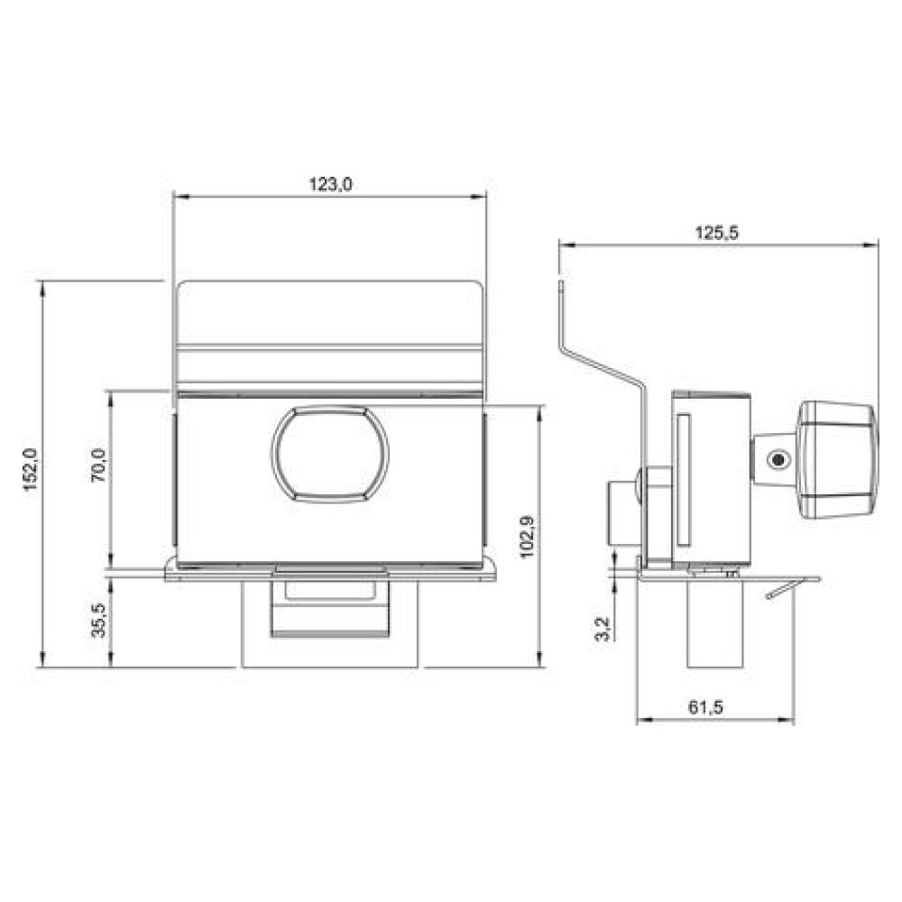 Fechadura PV90 1F-B Inox com Puxador Abertura para Dentro HDL