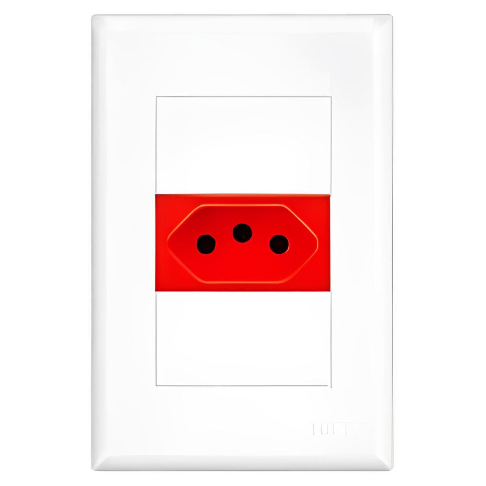 Tomada Simples 2P+T 20A Vermelha com Placa Evidence 2914 Fame