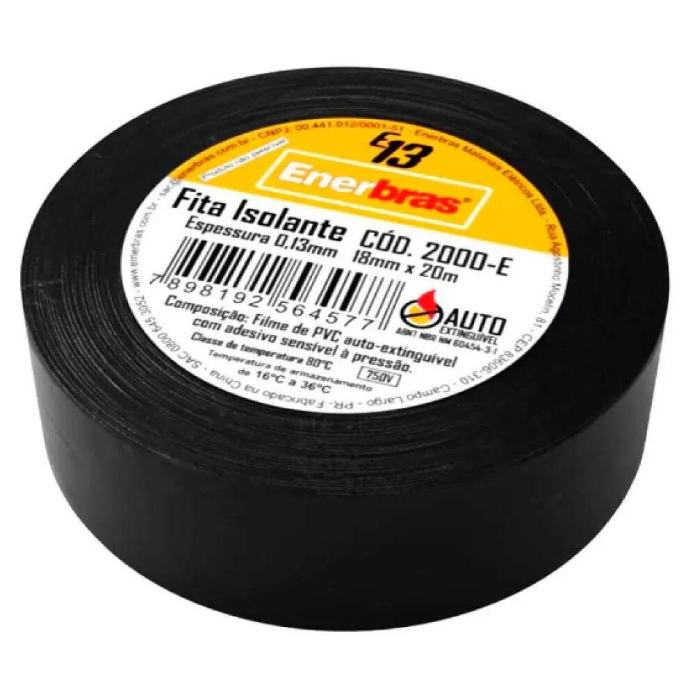 Fita Isolante E13 18mm x 20m Preta Enerbras