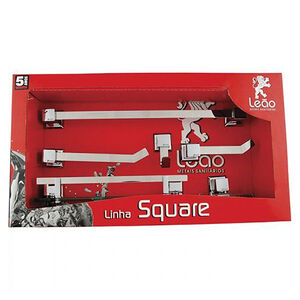 KIT Acessórios para Banheiro Square Inox 5 Peças 18101 Leão KIT Acessórios para Banheiro Square Inox 5 Peças 18101 Leão