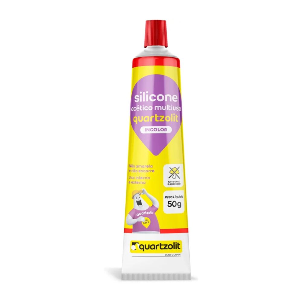 Silicone Acético Antifungo Incolor Bisnaga 50g Quartzolit
