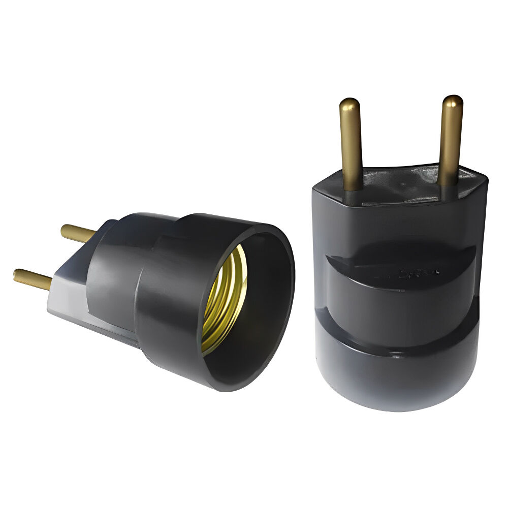 Bocal Adaptador com Plug Macho com 1 Unidade Preto Foxlux
