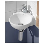 Lavatório Suspenso de Canto com Furo Central Apontado Branco Celite