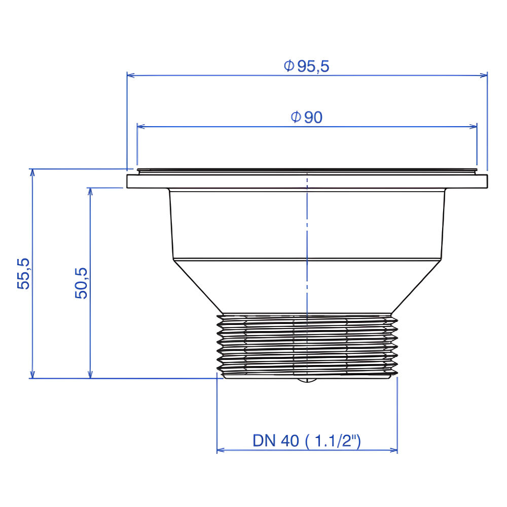 Válvula de Escoamento para Pia de Cozinha Cromado 3.1/2" Deca