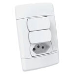 Interruptor 2 Teclas Simples + Tomada 10A/250V Branco Enerbras