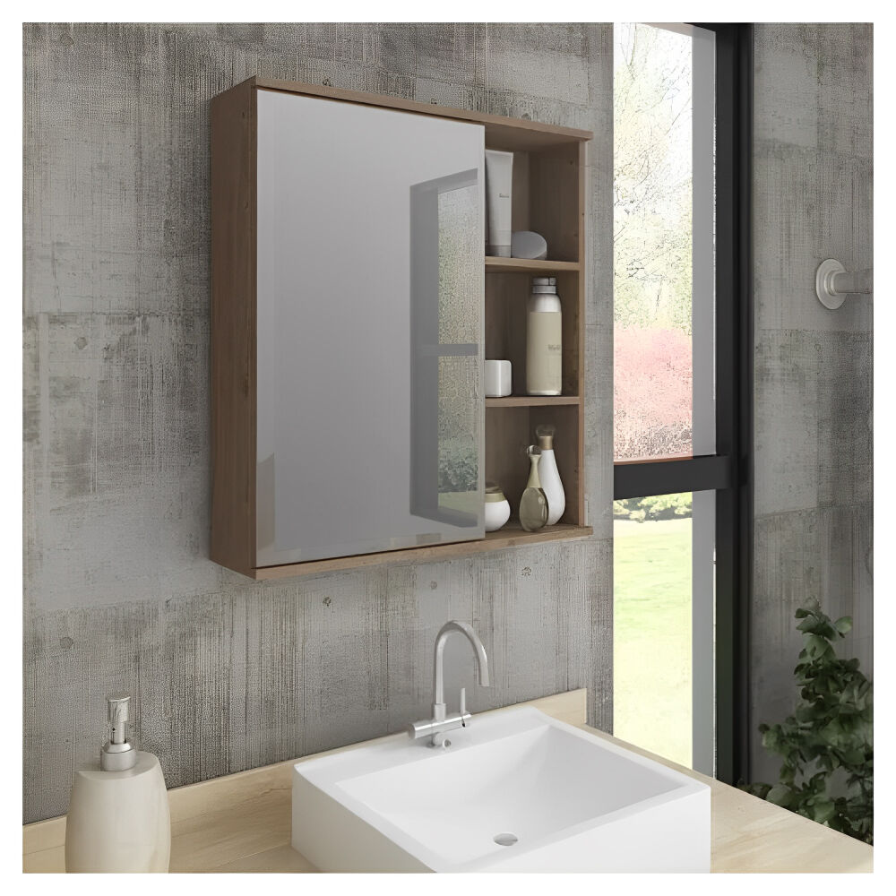 Espelheira MDF Treviso 63,5 x 55,8cm Amêndoa MGM