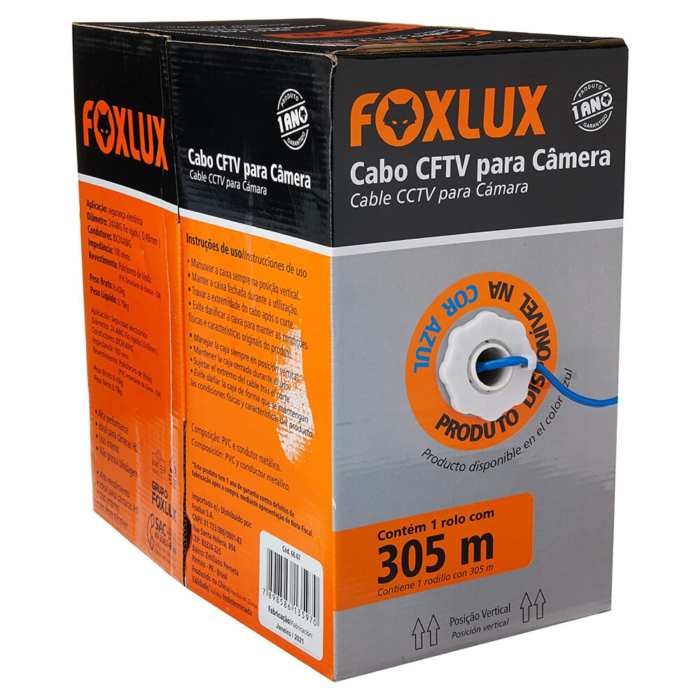 Cabo de Rede CFTV para Câmera 305m Foxlux