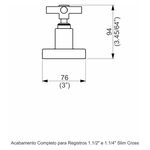 Acabamento Registro Base Deca 1.1/4" e 1.1/2" (Grande) Slim Cross Perflex
