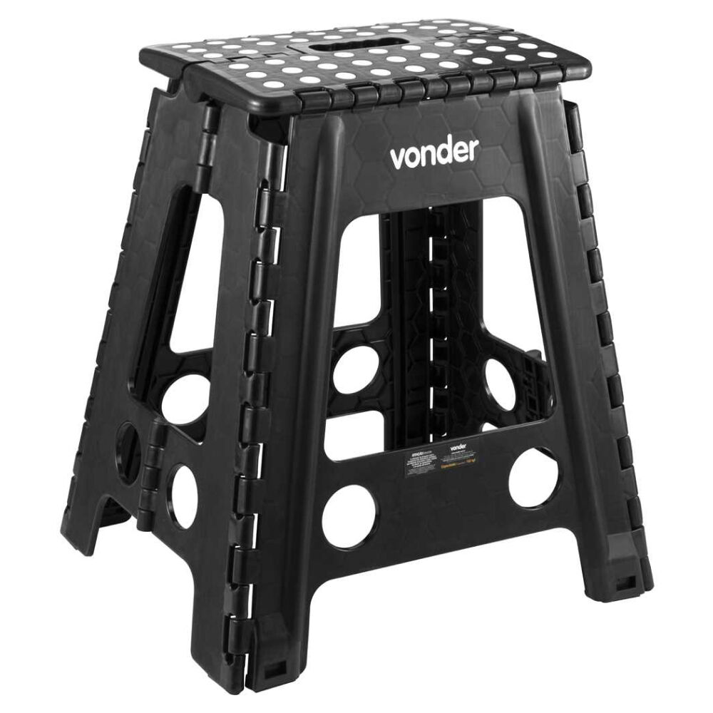 Banqueta Plástica Dobrável 450mm Preta Vonder