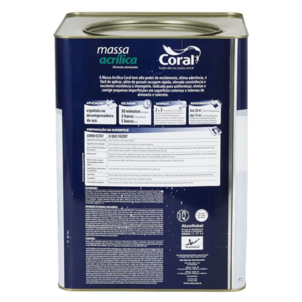Massa Acrílica Branco 25Kg Coral