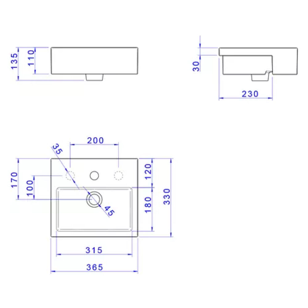 Cuba de Semiencaixe Retangular com Mesa 36,5x33cm Branco Deca