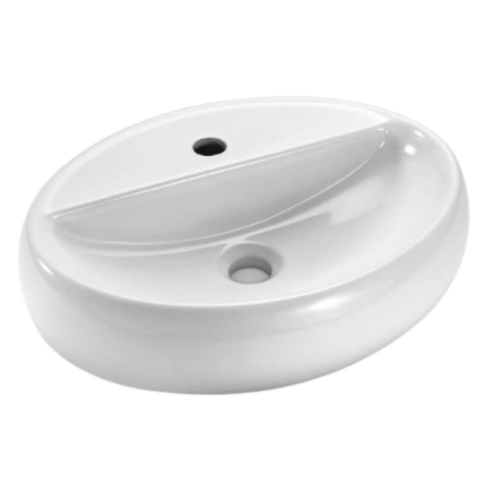 Cuba de Apoio Oval com Mesa 49x38cm Branca Icasa