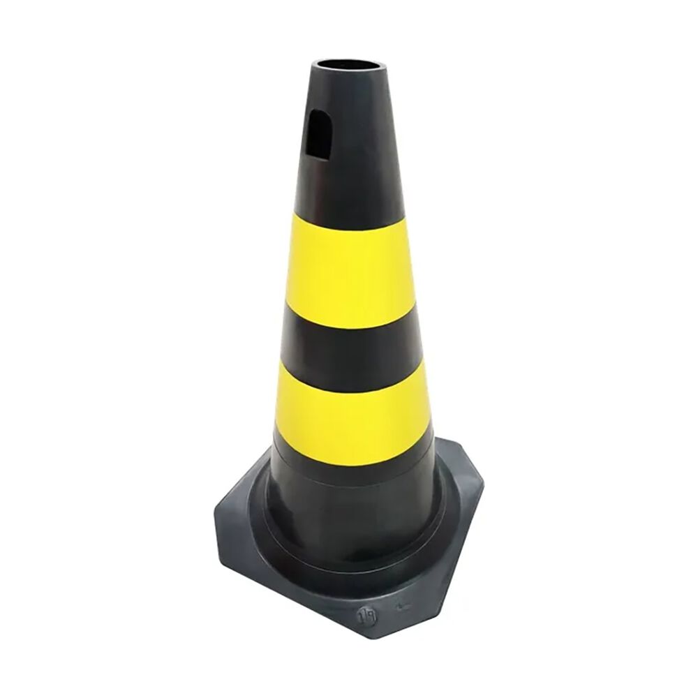 Cone de Sinalização 50cm Preto/Amarelo Plastcor